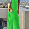 Loose Asymmetric Solid Color Split-Joint One-Shoulder Maxi Dresses