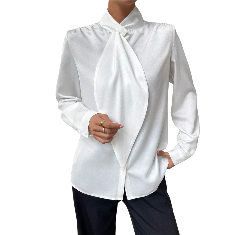 JANELA™ – Sophisticated Long Sleeve High Neck Blouse – Nova & Pearl