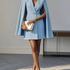 Cape Split-Joint Tied Waist V-Neck Mini Dresses