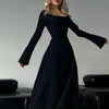 ERIN™ - Sophisticated Lace-Up Tie Back Flounce Sleeve A-Line Long Dress