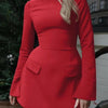 HAZEL™ - Chic A-Line Dress with Stand Collar and Long Sleeves