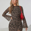 OLIVIA™ - Elegant Leopard Print Long-Sleeved Figure-Hugging Dress