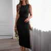 ORIANA™ – Chic Sleeveless Crewneck Side-Slit Midi Dress