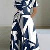 Short Sleeves Printed Lapel Maxi Dresses